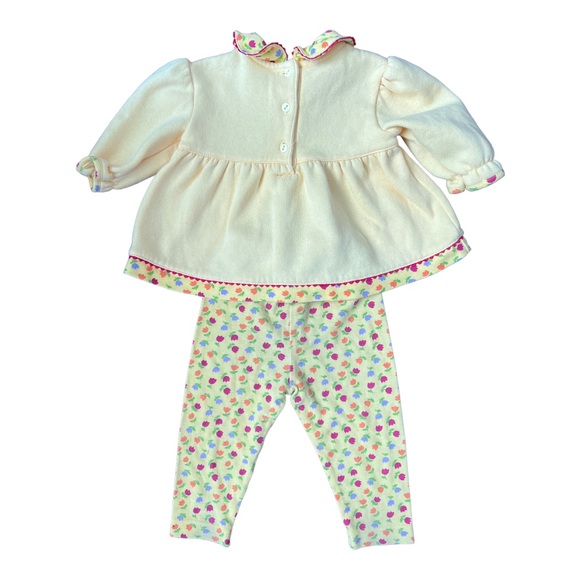2 Small Steps Yellow & Purple Fall Winter Tulip Sweater Pant Sets Sz 12 months - Picture 7 of 7